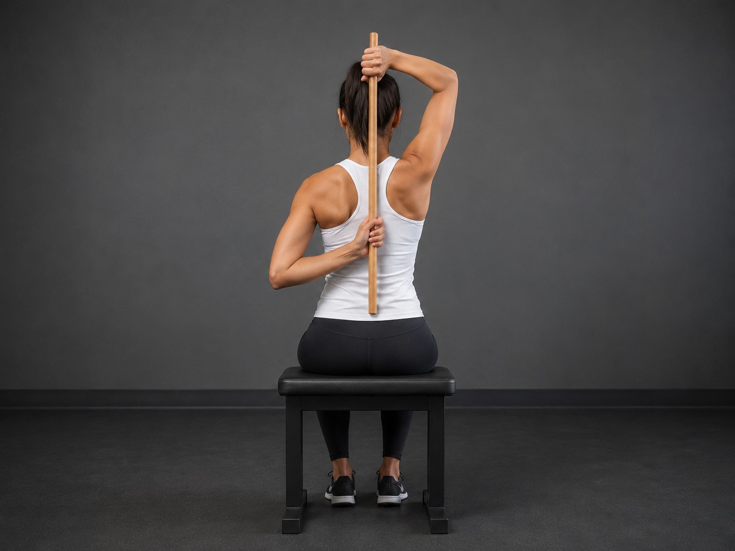 Assisted vertical stick shoulder internal rotation — exercise demonstration