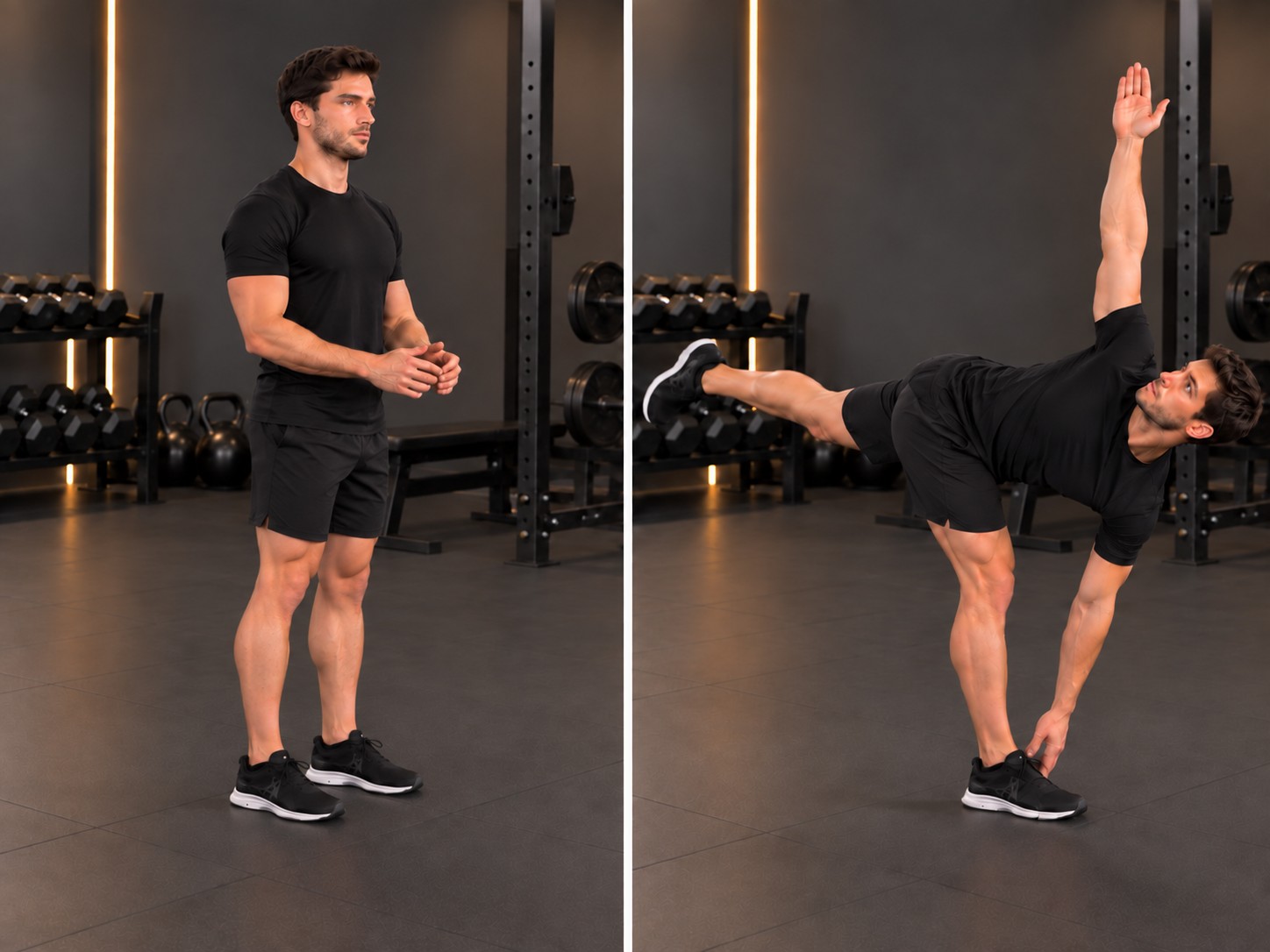 Single-leg deadlift with torso twist — exercise demonstration